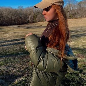 forever 21 puffer jacket army green with tag